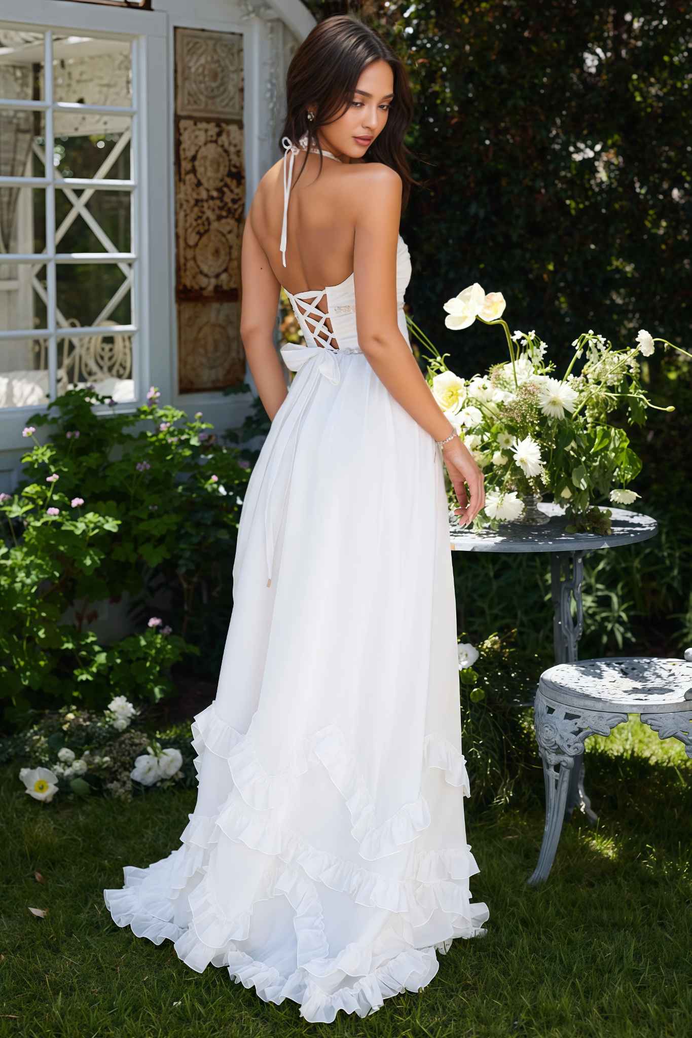 Theay White Side Slit Maxi Dress