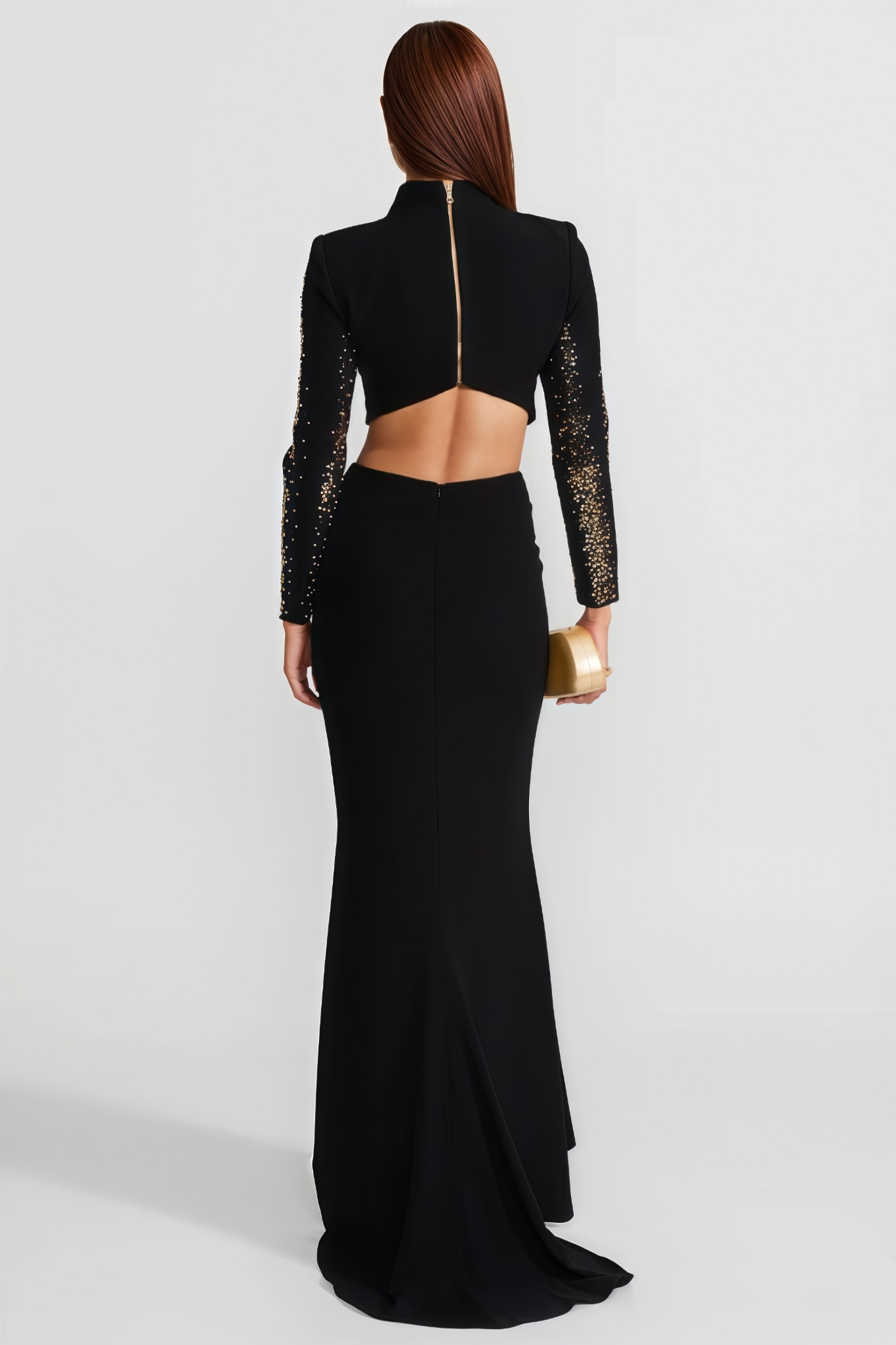 Beryrn Black Embellished Sequin Maxi Dress Set