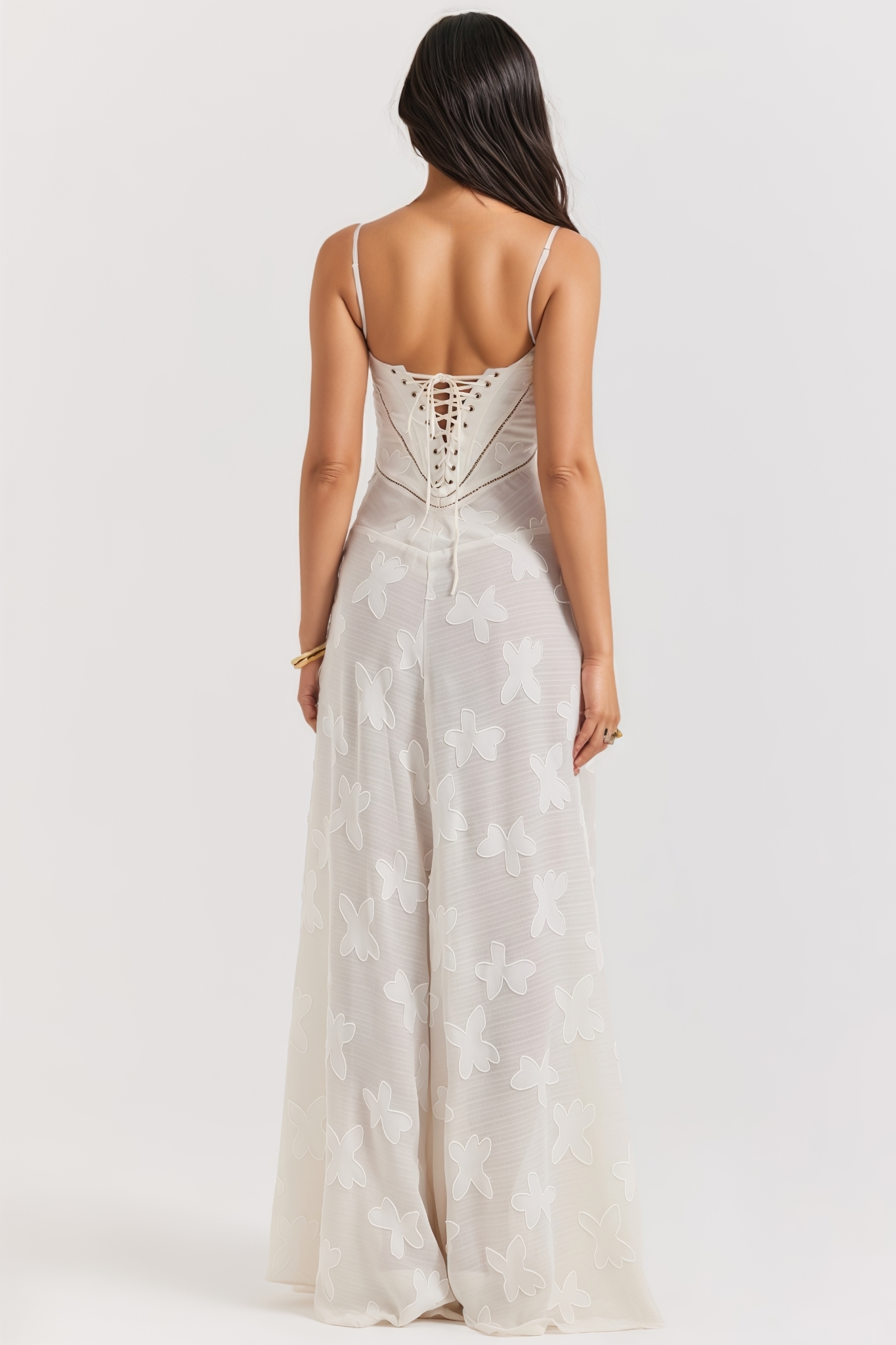 Hlyzal Beige Halter Backless Maxi Dress