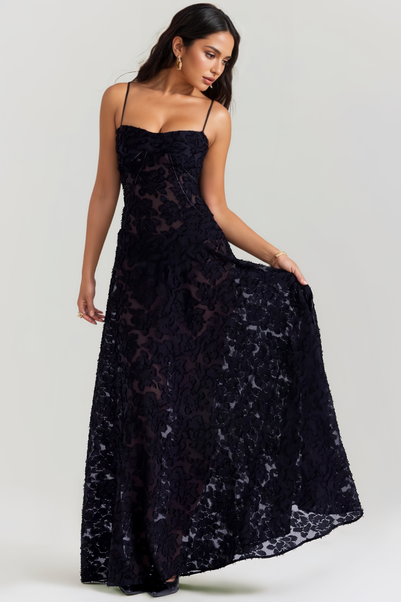 Fanrsn Black Halter Backless Maxi Dress