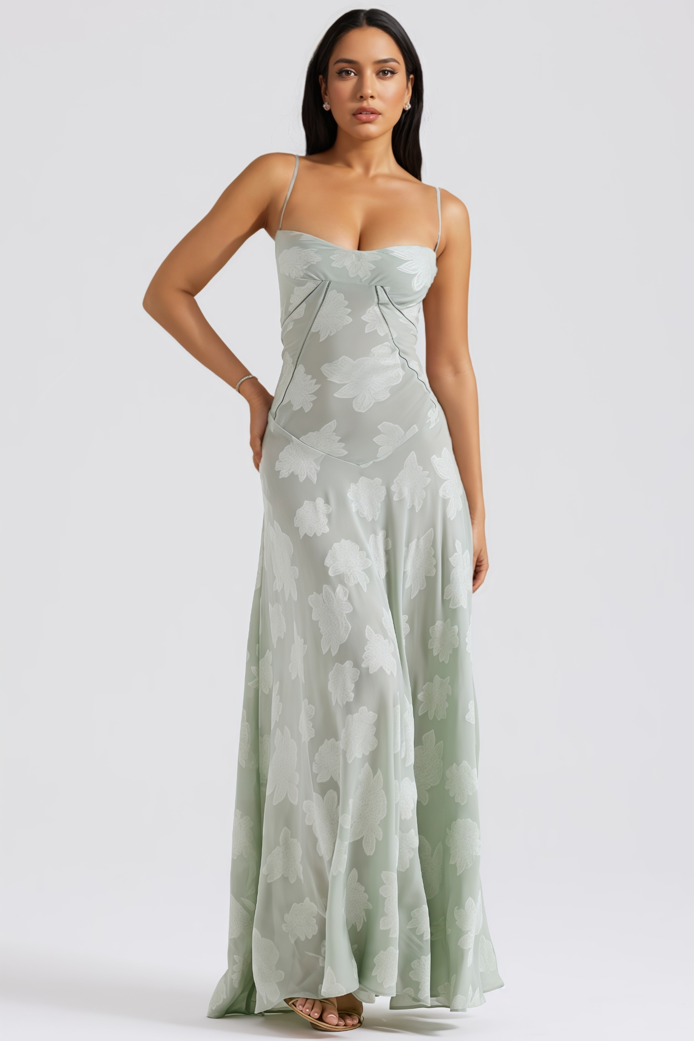Nosan Green Halter Backless Maxi Dress