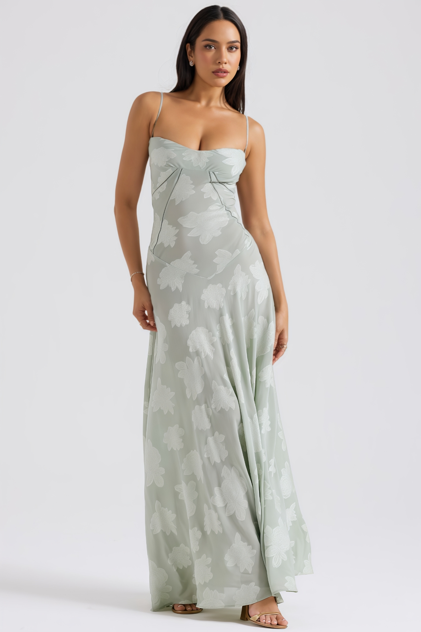 Nosan Green Halter Backless Maxi Dress