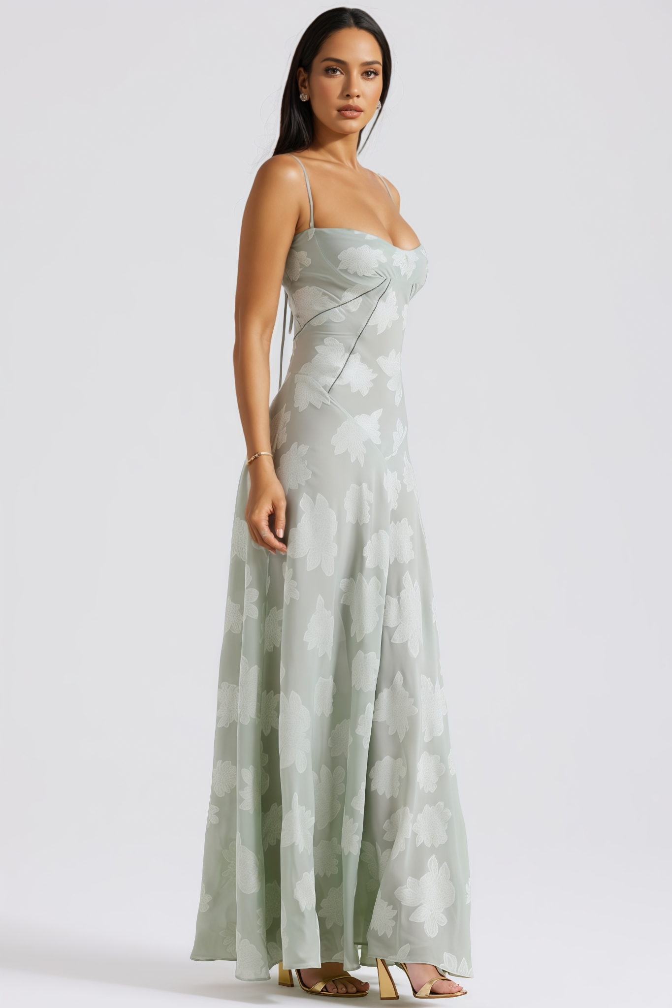 Nosan Green Halter Backless Maxi Dress