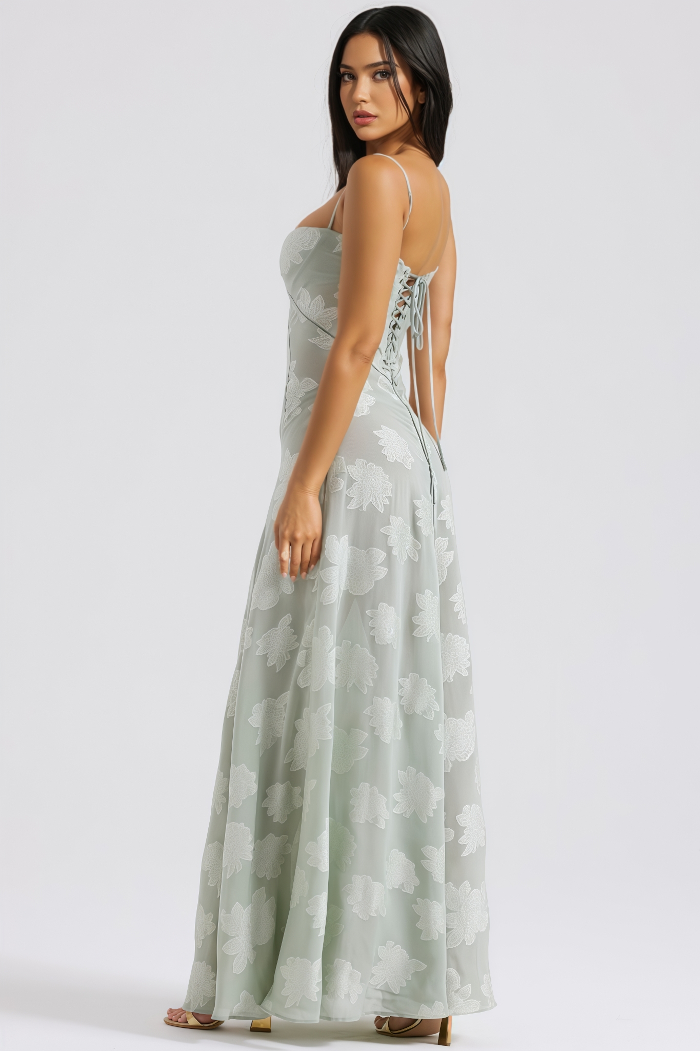 Nosan Green Halter Backless Maxi Dress