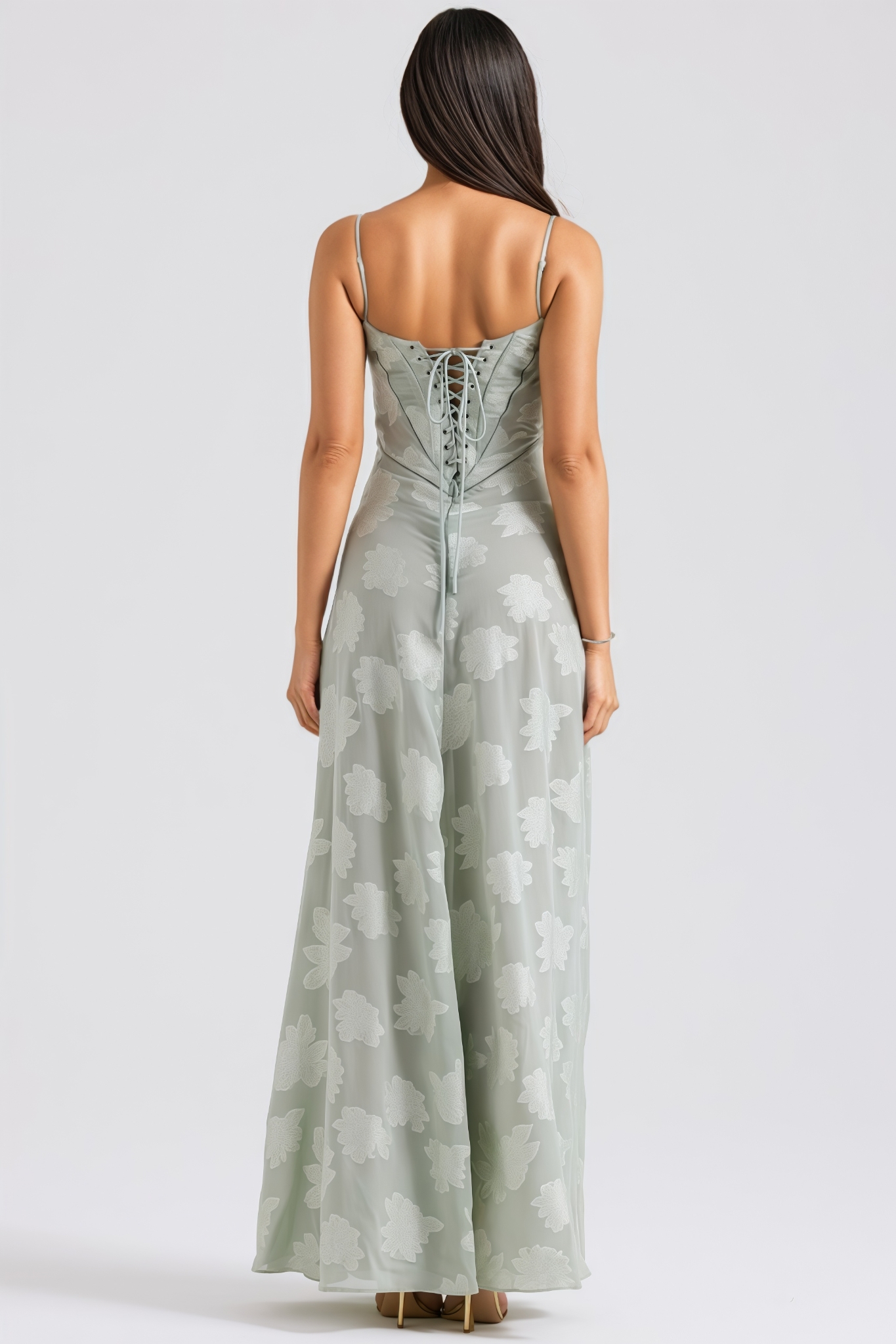 Nosan Green Halter Backless Maxi Dress