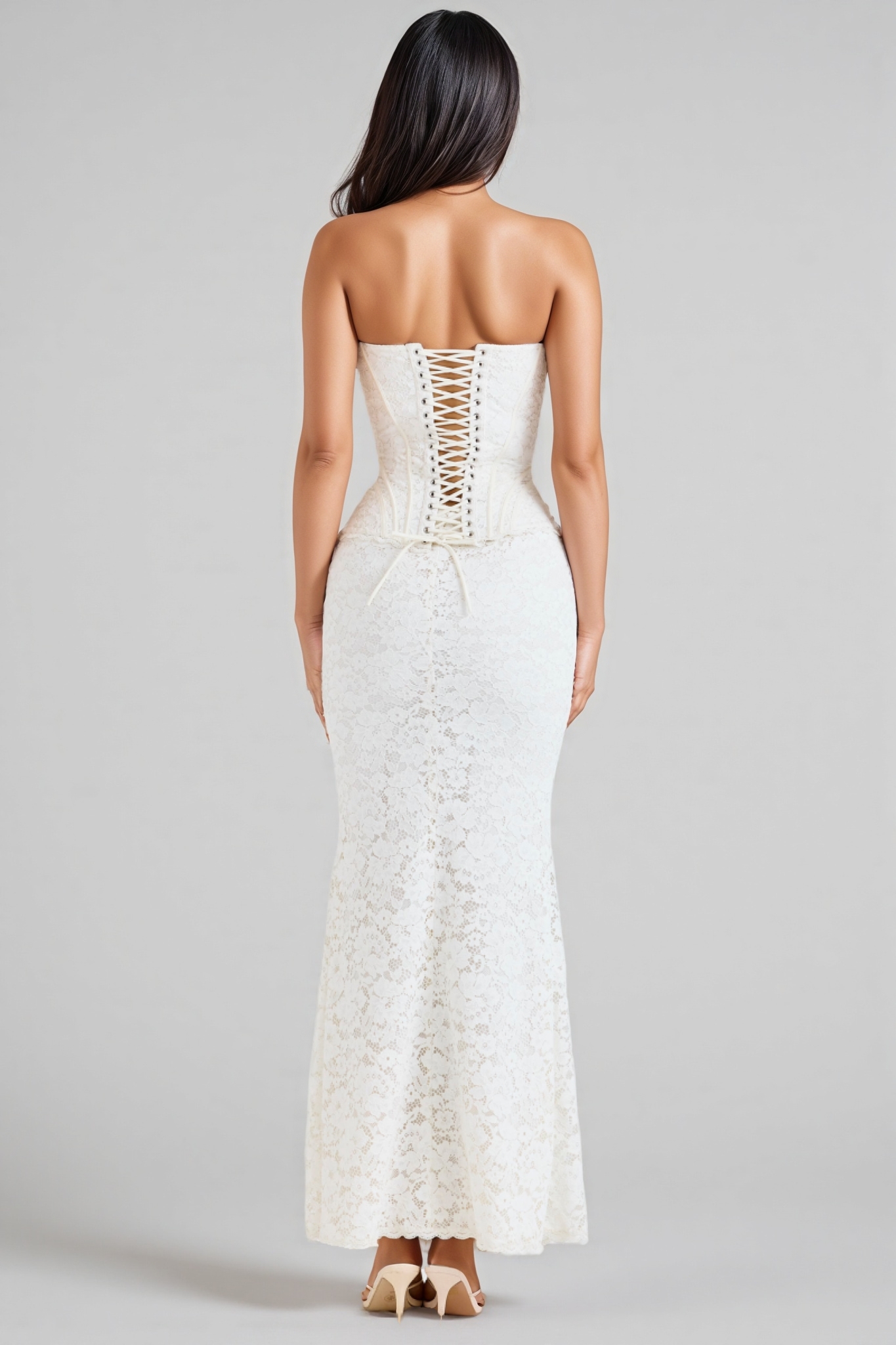Huta White Lace Corset Maxi dress