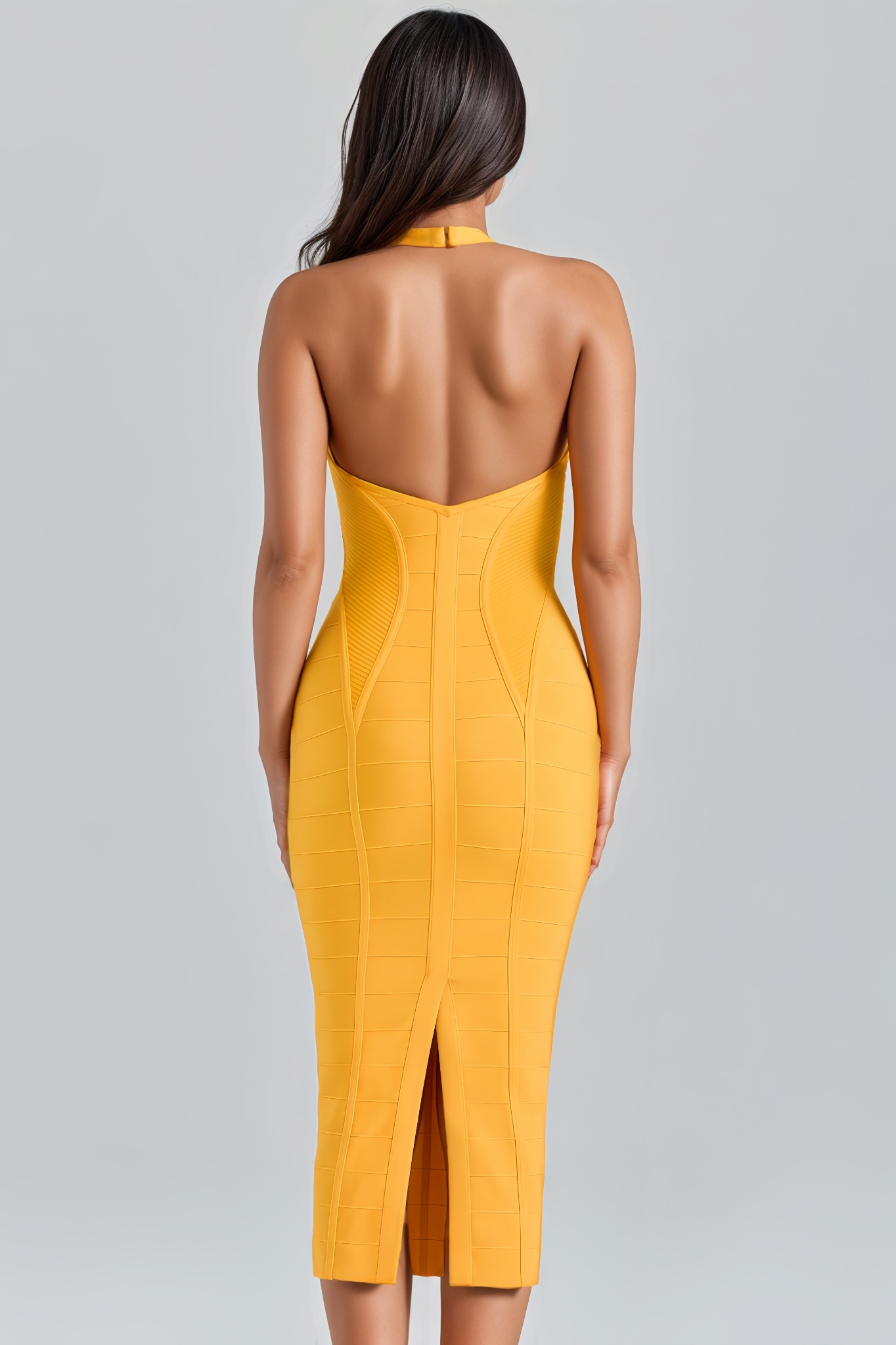 Kessf Orange Bandage Midi Dress