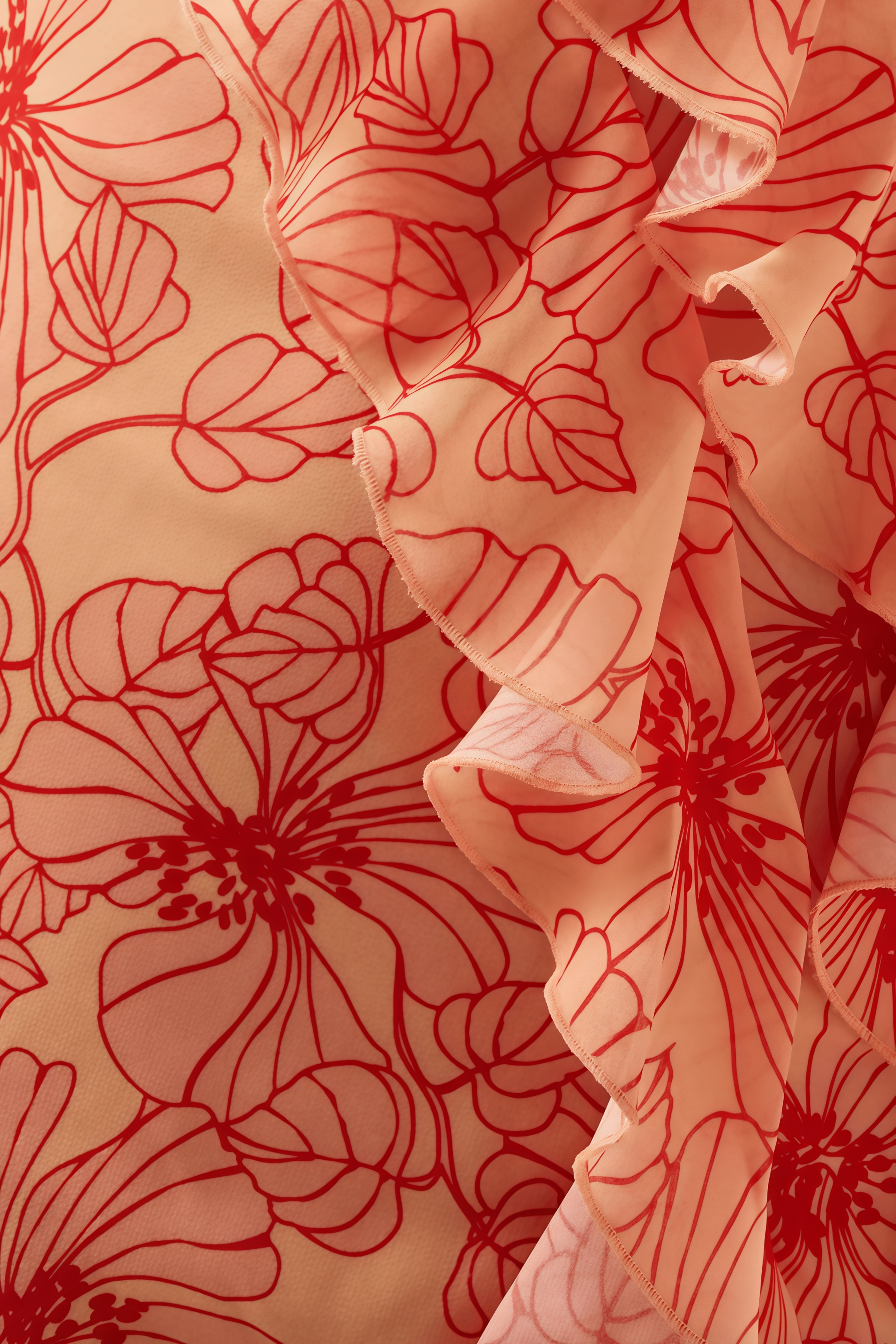 Oryalty Ruffled Floral Slit Midi Dress