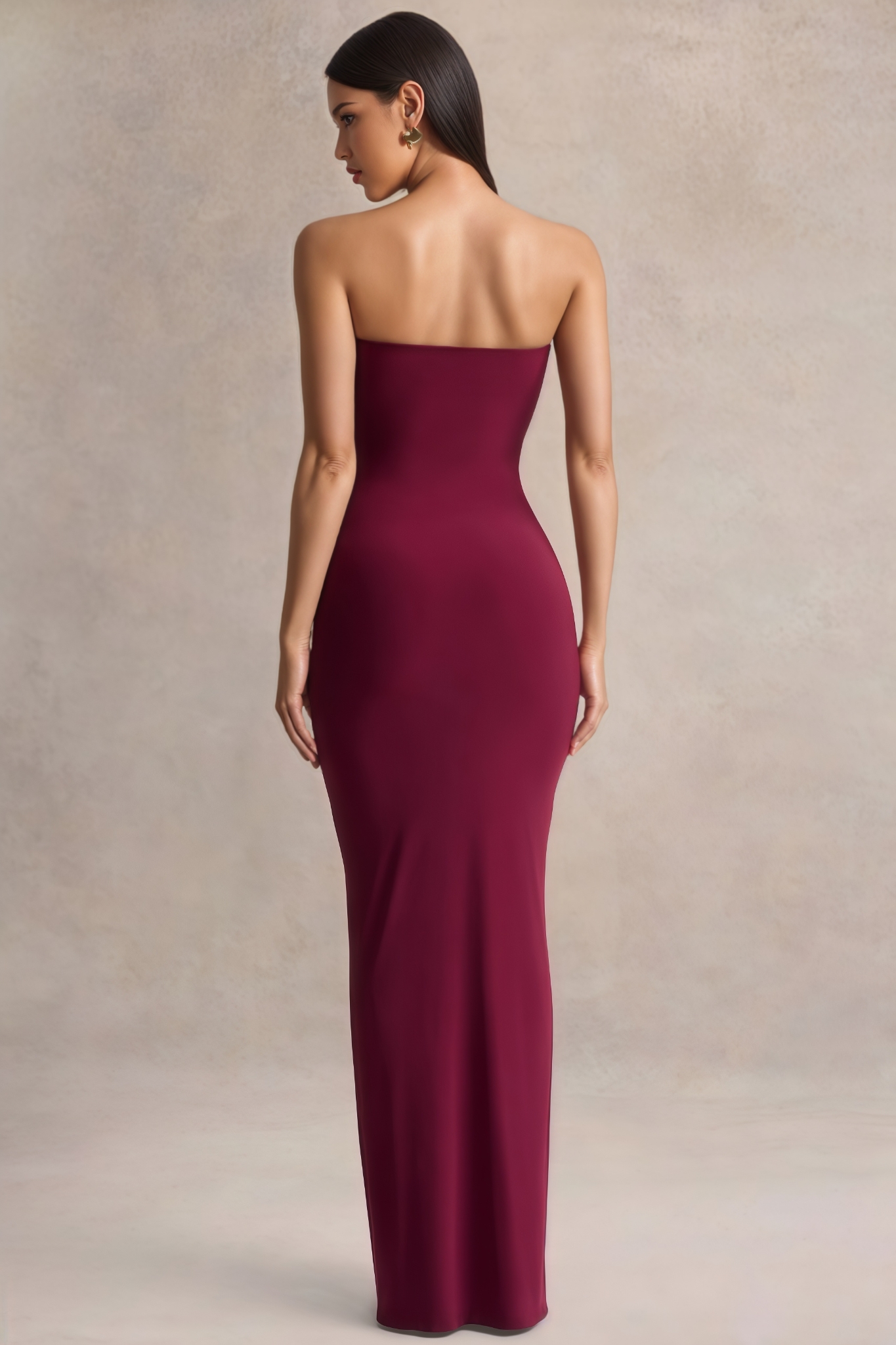 Hornisan Red Off Shoulder Pleated Maxi Dress