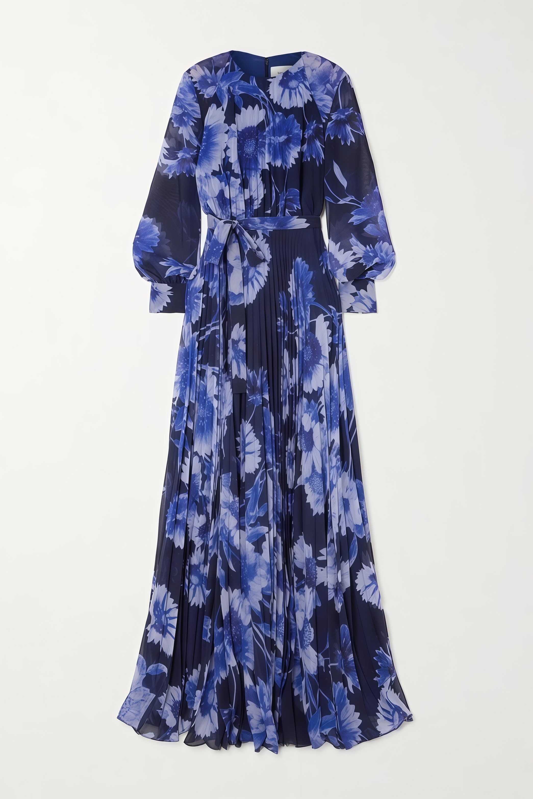 Suki Blue Floral Pleated Maxi Dress