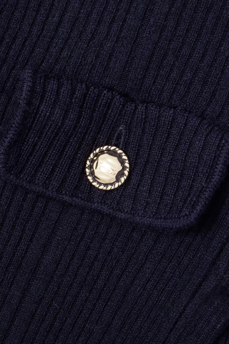 Nader Blue Long Sleeve Crew Neck Knit Midi Dress