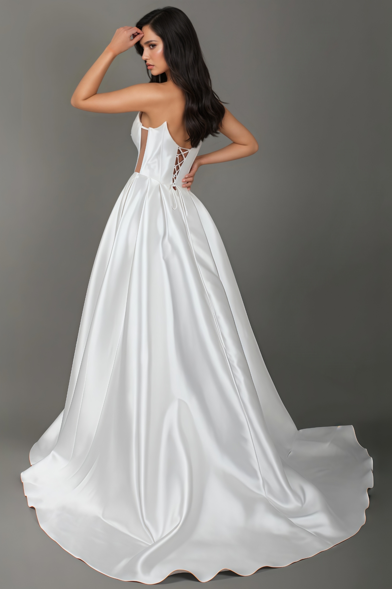 White Satin Strapless Maxi Dress