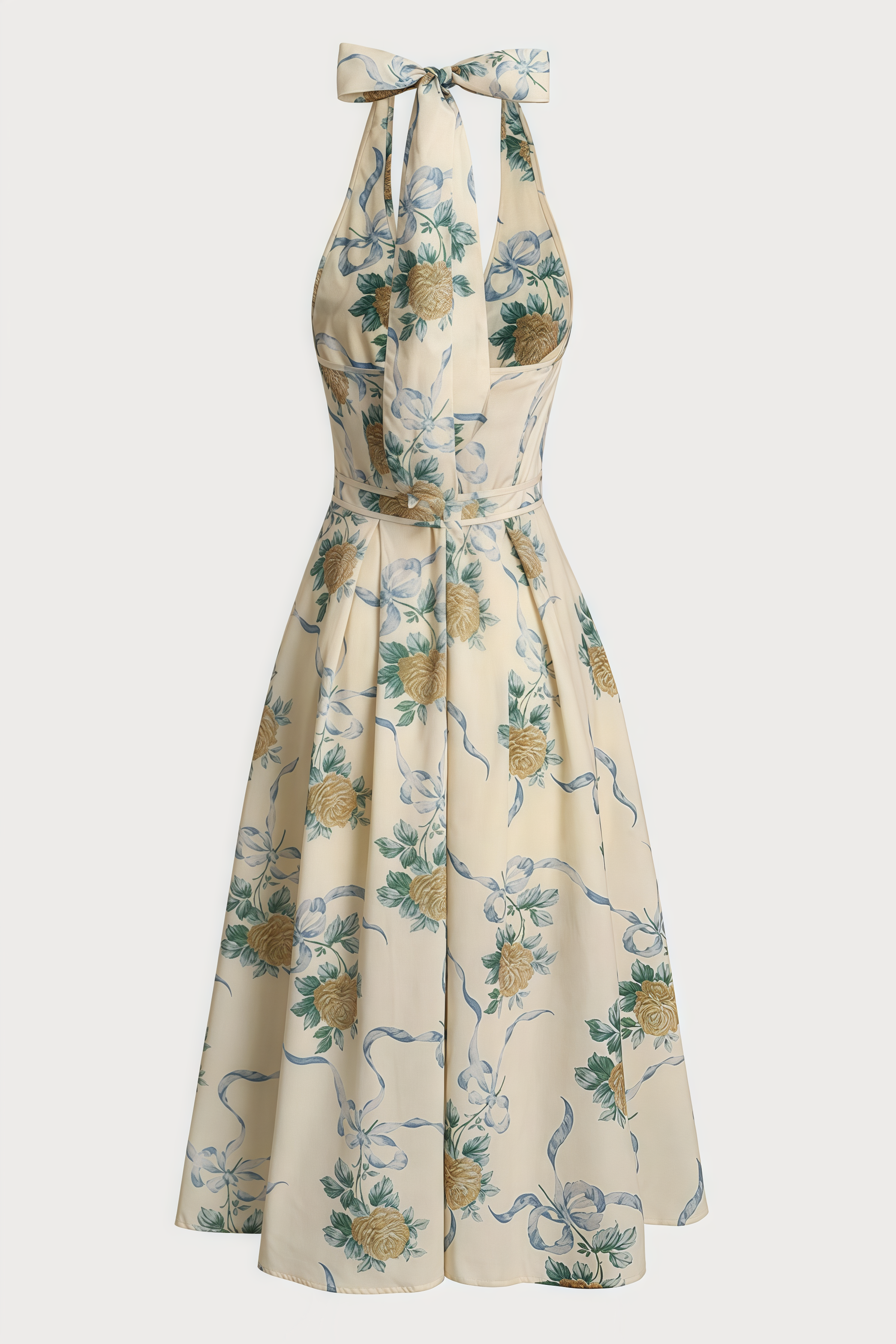 Mabel Floral Print Deep V Neck Midi Dress