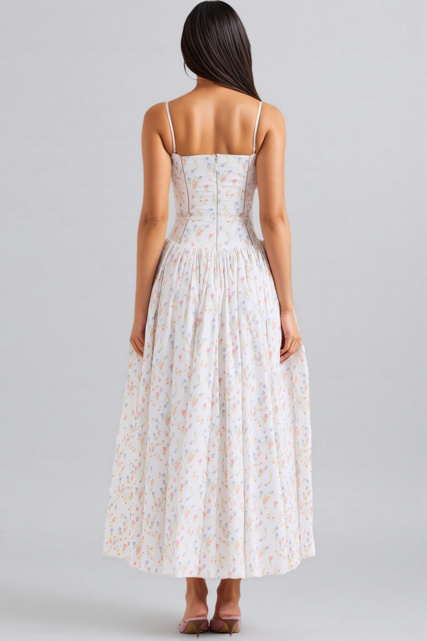 Woeva White Halter Floral Maxi Dress
