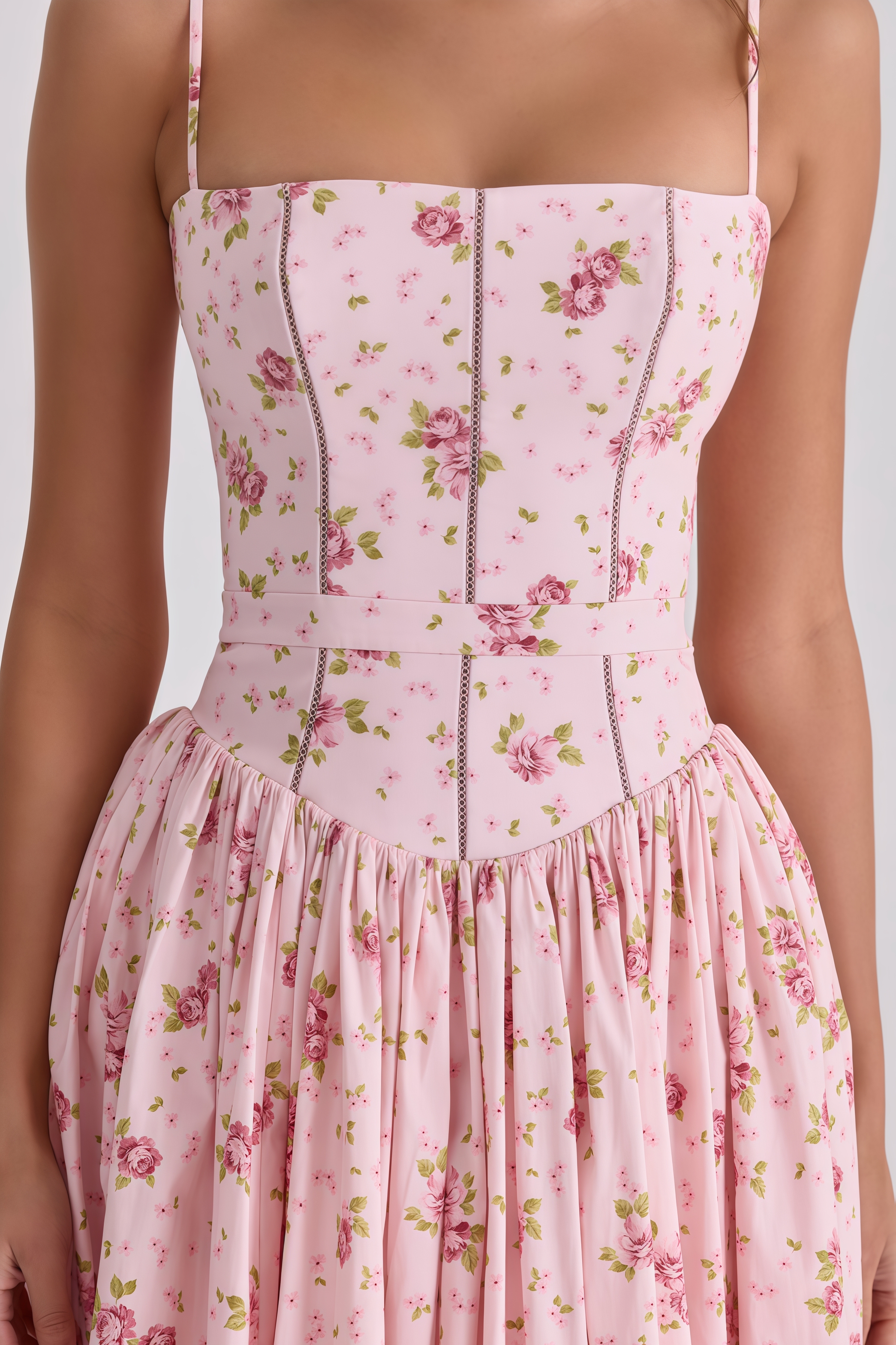 Amelia Pink Sleeveless Floral Maxi Dress