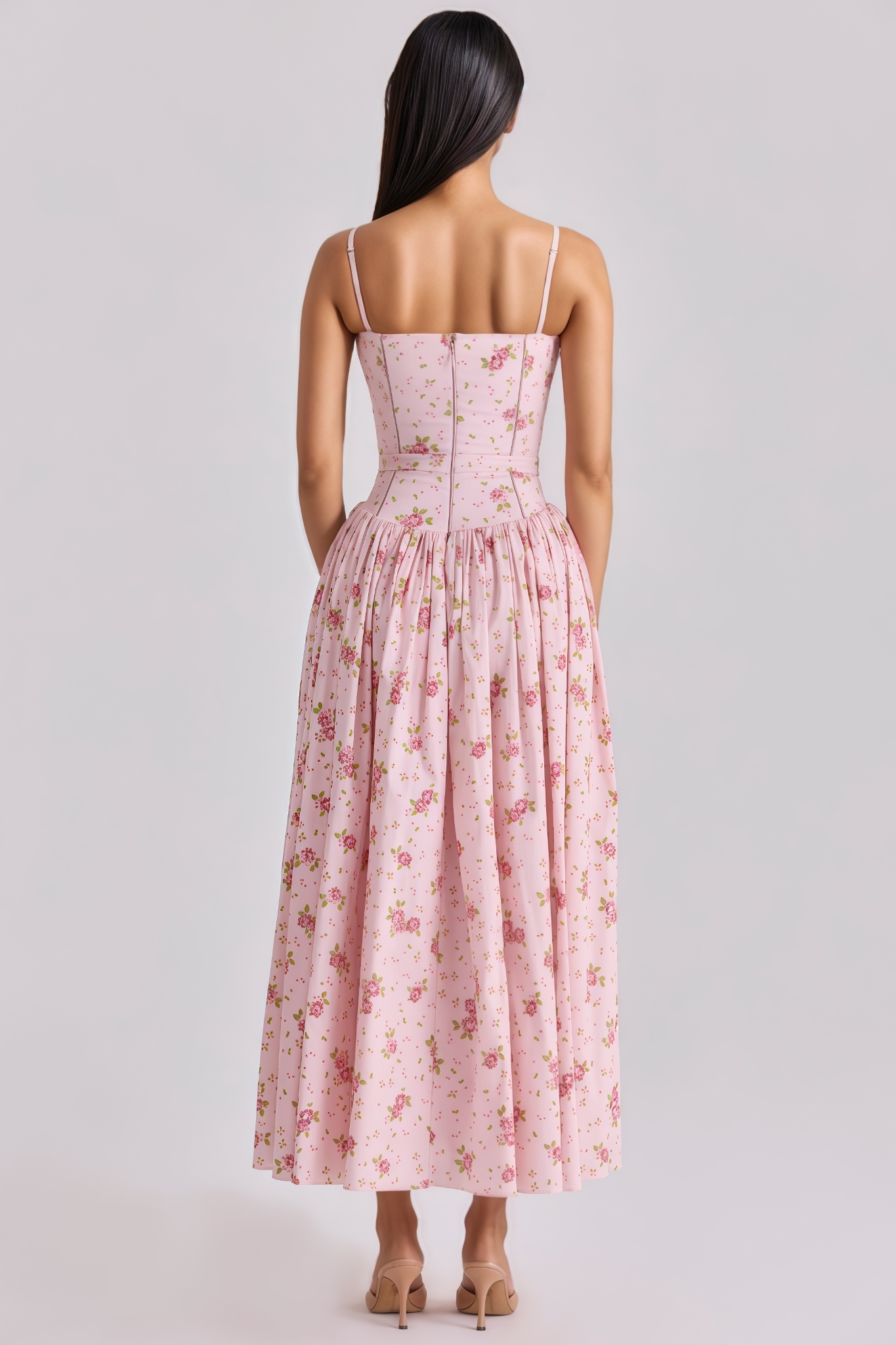 Amelia Pink Sleeveless Floral Maxi Dress