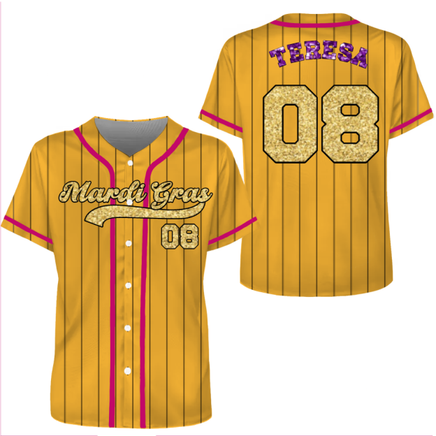 [Copy]Personalized Mardi Gras Baseball Jersey Custom Name And Number Baseball Jersey Mardi Gras Carnival Jersey Gift For Family Matching