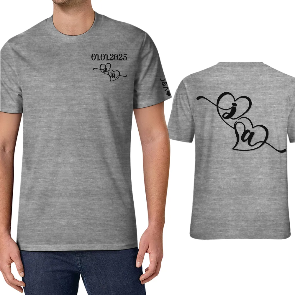Personalized Date tshirt Custom Couple Love Monogram Shirt Anniversaries Matching Valentine T-shirt