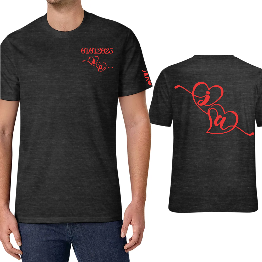 Personalized Date tshirt Custom Couple Love Monogram Shirt Anniversaries Matching Valentine T-shirt