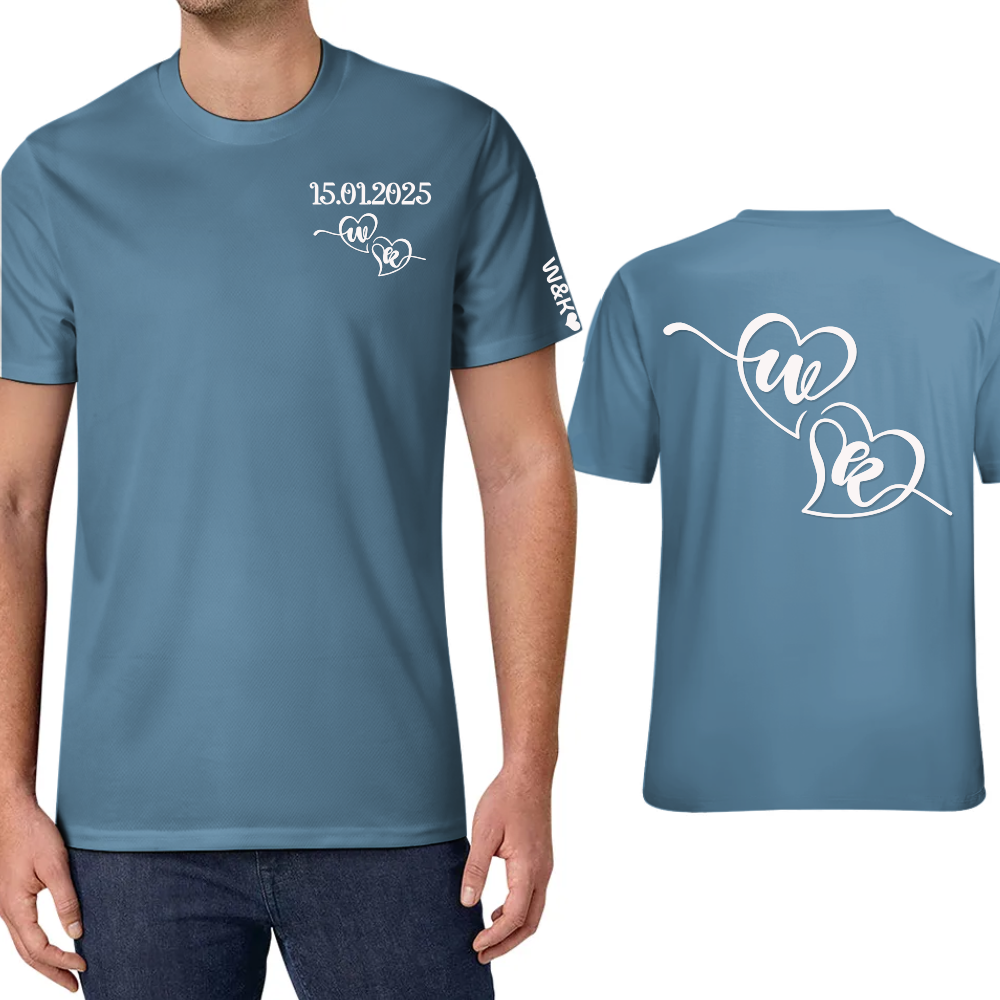 Personalized Date tshirt Custom Couple Love Monogram Shirt Anniversaries Matching Valentine T-shirt