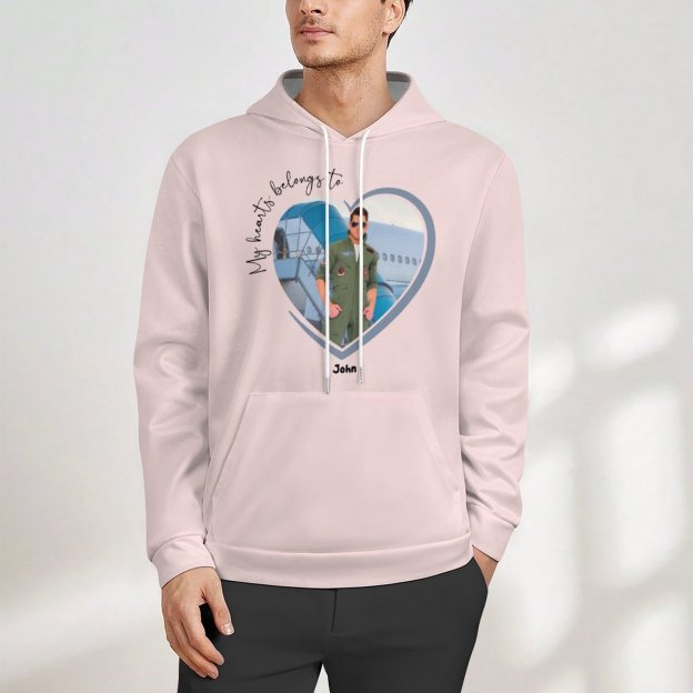 My Heart Belongs To Pet Photo Cat Lover Hoodie Custom Personalize Pet Photo & Name
