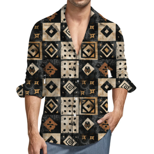 Personalized Kenyan Mud Cloth Men Hawaiian Shirt- Custom Photo Button Down Shirt Gift For Man