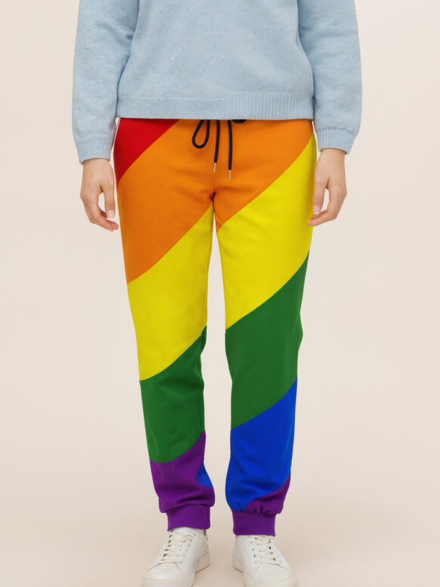 Lgbt Pride Diagonal Rainbow Stripe Women Drawstring Waist Sweatpants Casual Pockets tapered Joggers Pant