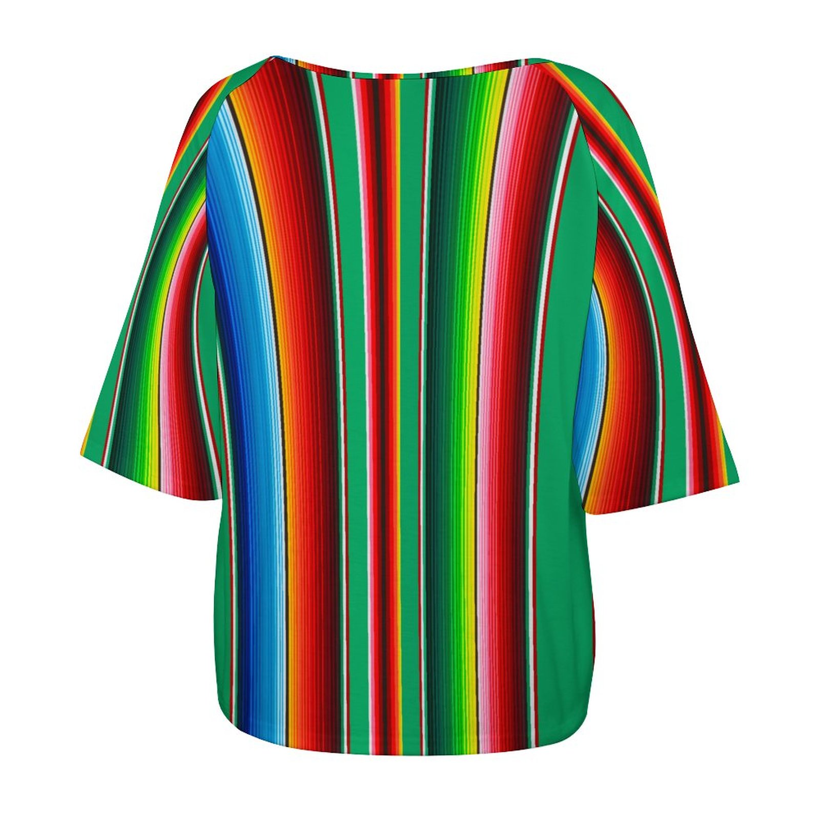 Summer Funny Vintage Mexican Zarape O Neck Batwing Half Sleeve Shirts Women Loose Blouse Print Tops-Charlylifestyle
