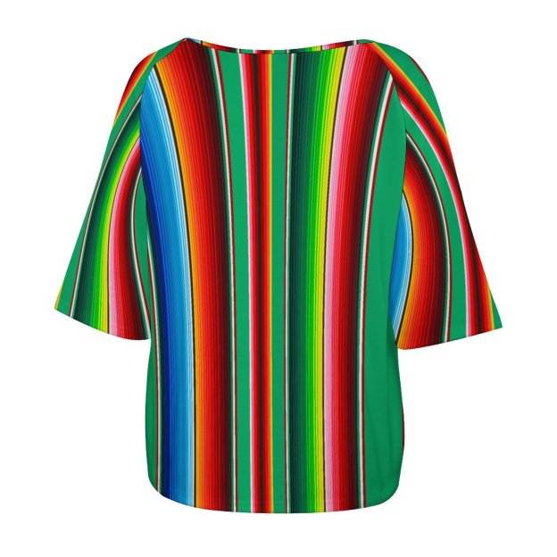 Summer Funny Vintage Mexican Zarape O Neck Batwing Half Sleeve Shirts Women Loose Blouse Print Tops-Charlylifestyle
