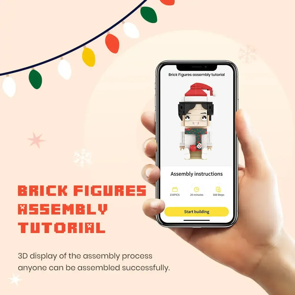 Full Body Customizable Cute Brick Figures Persaonalized Brick Figures with Dog Small Particle Block Toy