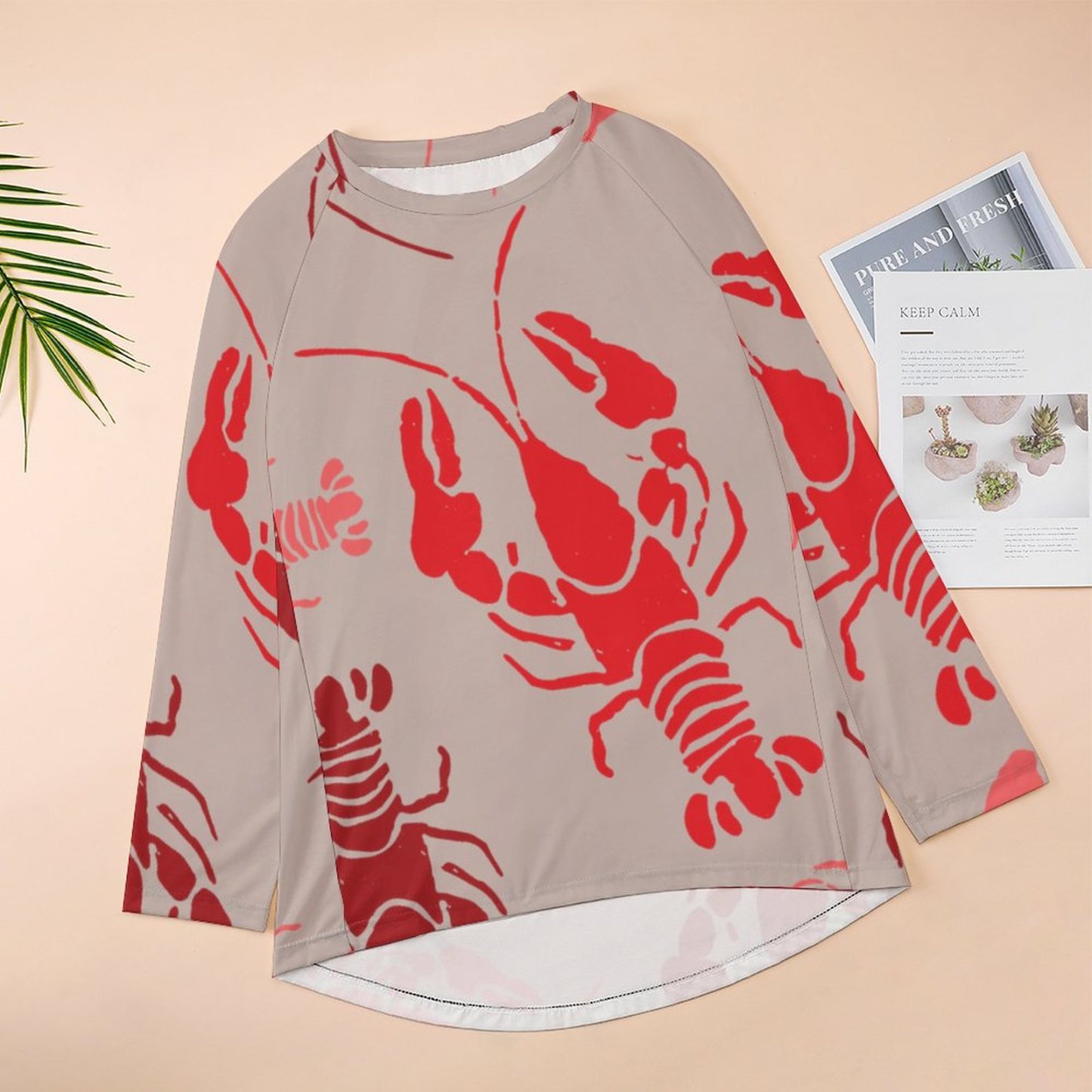 Custom Photo Bake Or Crawfish Loose Raglan Sleeve T-Shirt Personalized Tunic Top