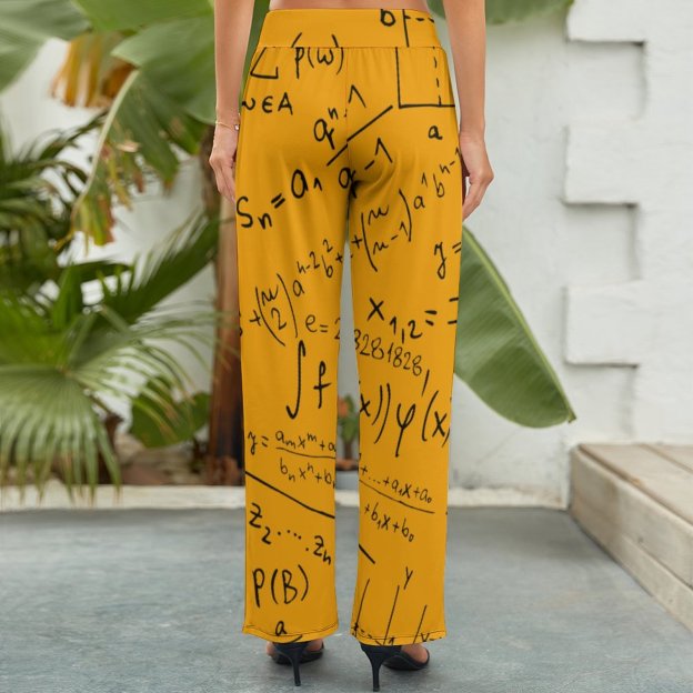 Math Geek Mathematics Problem Solving Printed Women Casual Elastic Waist Wide Leg Pants Trousers-Charlylifestyle