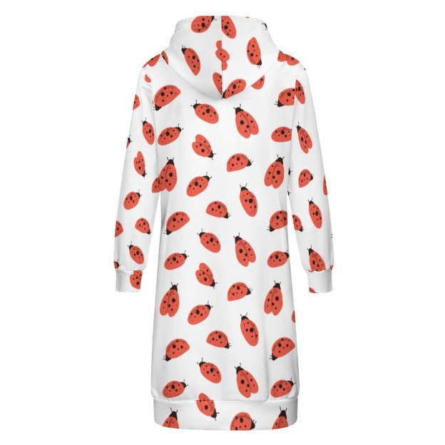 Ladybug Ladybird Animal Zip Up Long Hoodie Jacket Coat Women Tunic Sweatshirt Loose Plus Size Open Front Cardigan Outfits