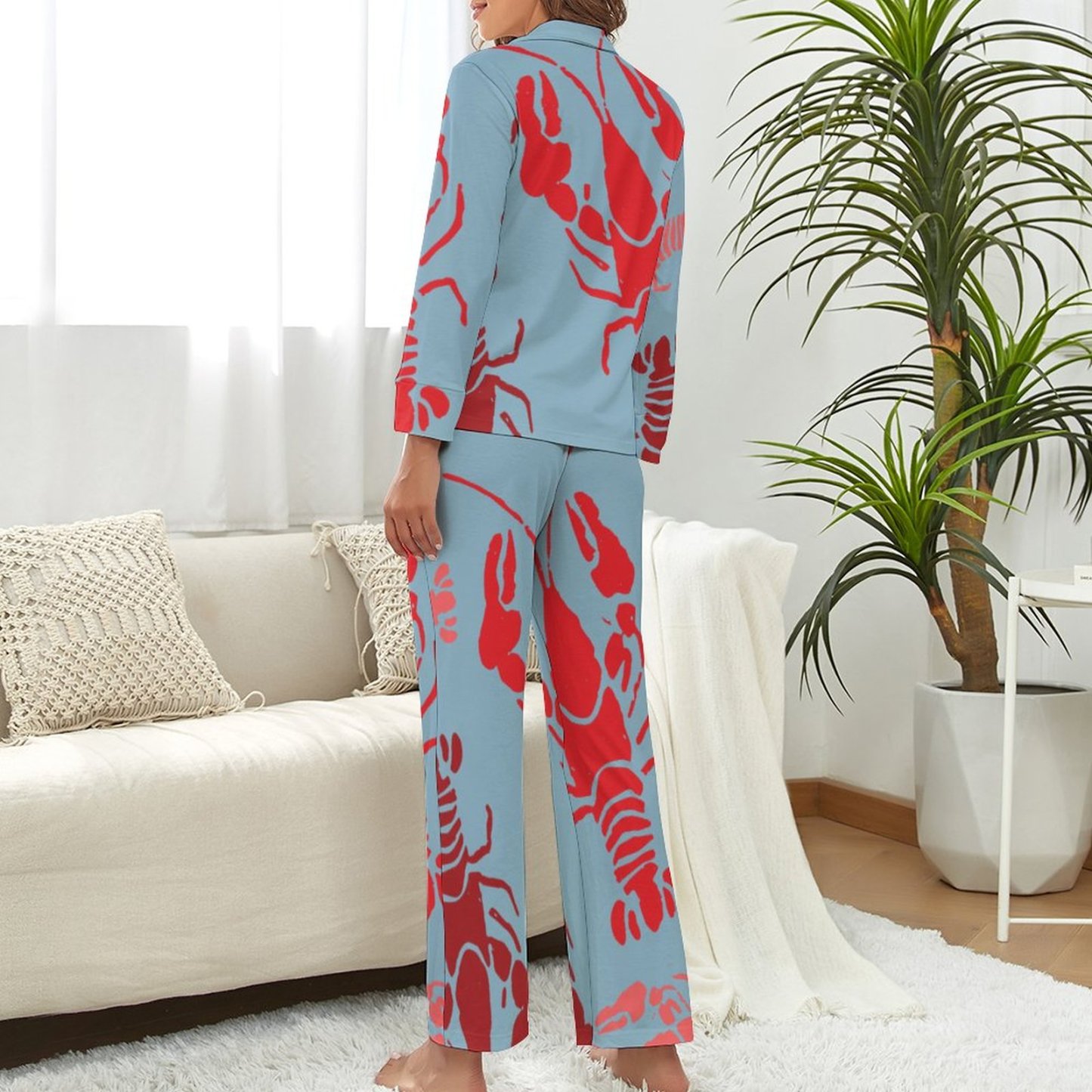 Custom Photo Lobster Bake Crawfish Boil 2 Pieces Button Down Pajama Personalized Pjs Set Nightwear