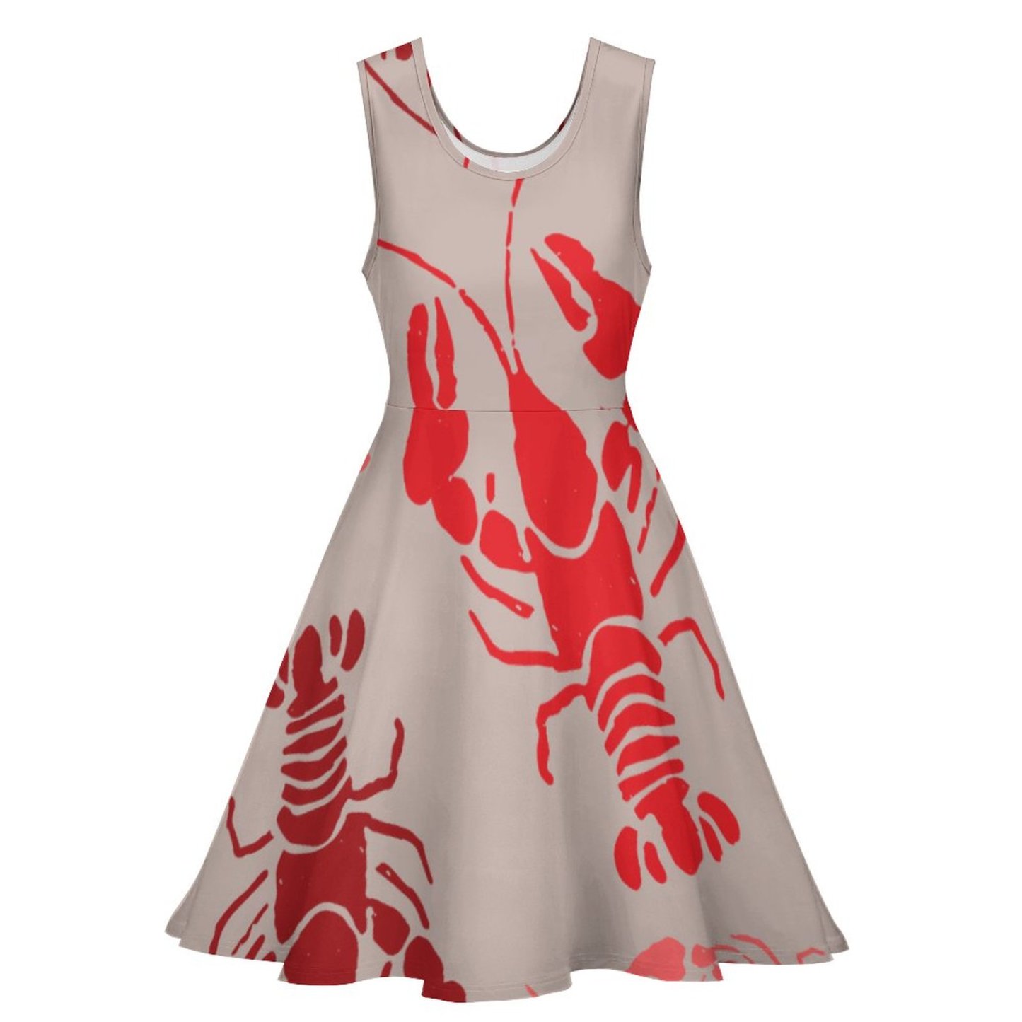 Custom Photo Lobster Bake Crawfish Beach Sleeveless Tunic Dress Personalized Women Plus Size Flowy Tank Sundresses