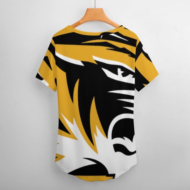 Mizzou Tiger Stripe Womens Summer Casual T Shirts Boho Full Print Short Sleeve Loose Hippie Tunic Tops-Charlylifestyle
