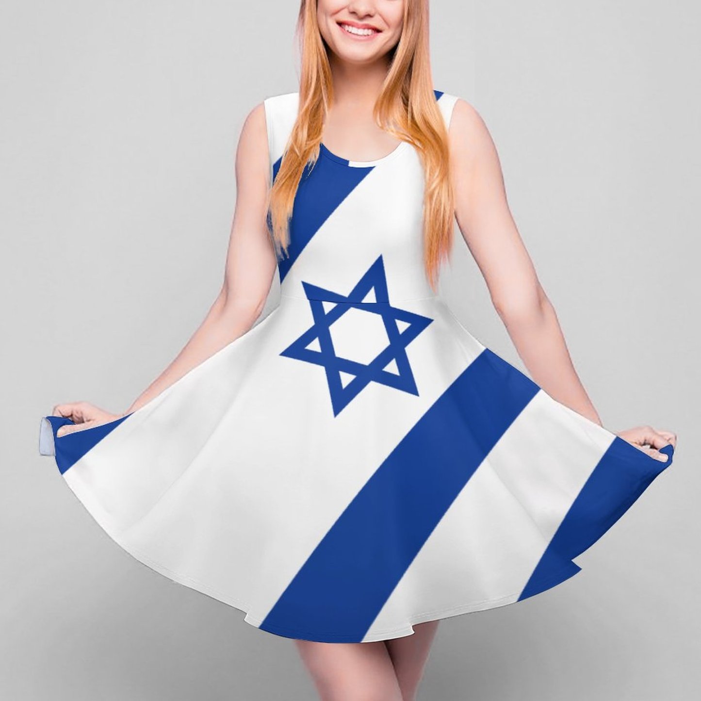 Personalized Israelian Flag Of Israel Beach Tunic Dress Women Custom Photo Flowy Tank Sundresses