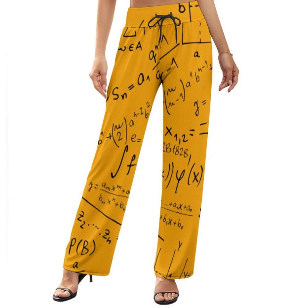 Math Geek Mathematics Problem Solving Printed Women Casual Elastic Waist Wide Leg Pants Trousers-Charlylifestyle