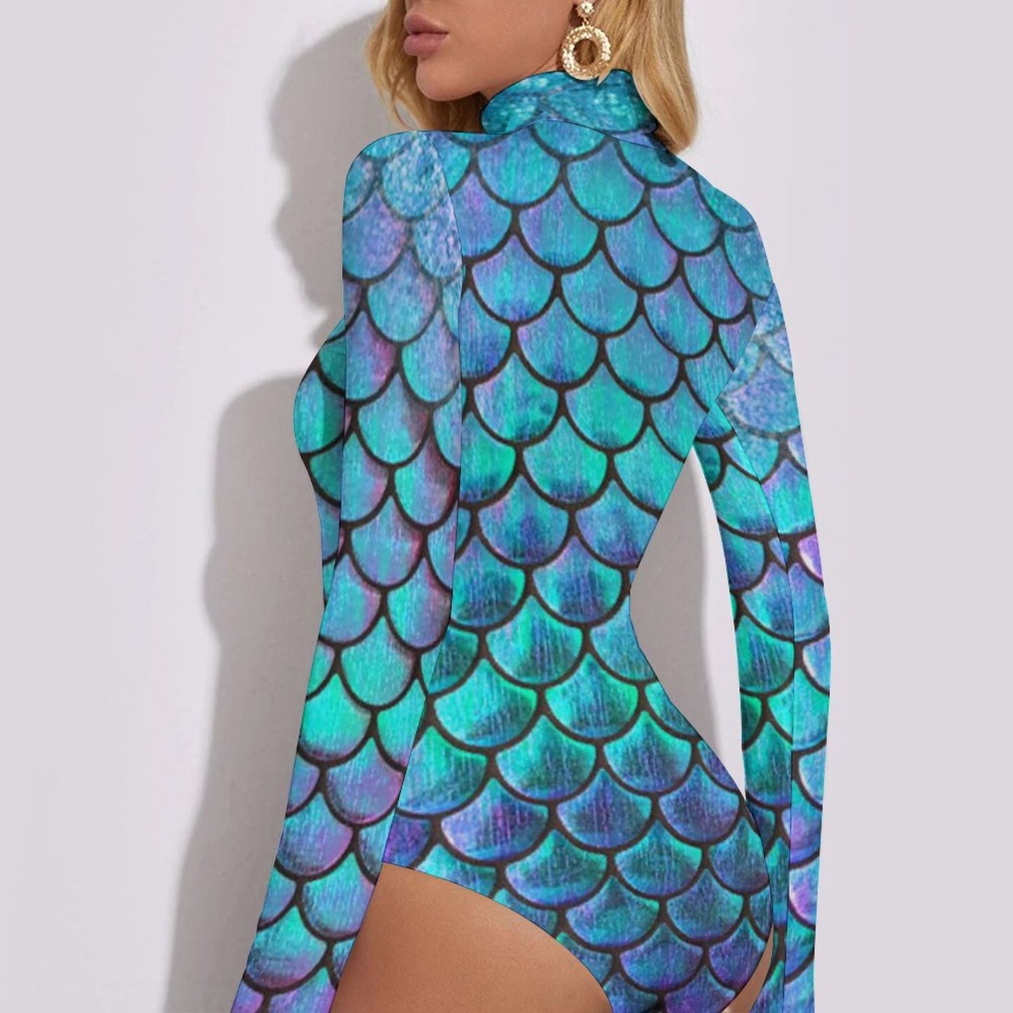 Personalized Mermaid Fish Scale Women Bodysuit-Custom Slim Fit Rompers Jumpsuit Gift for her