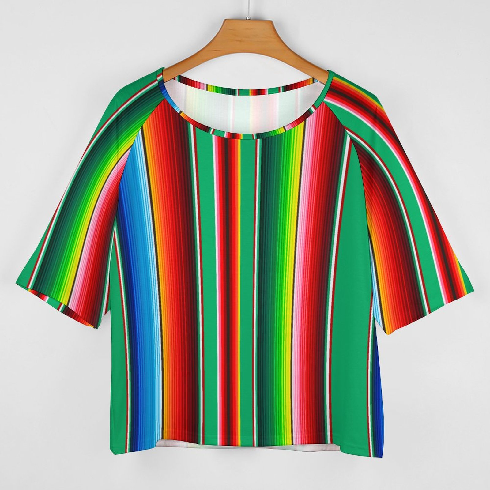 Summer Funny Vintage Mexican Zarape O Neck Batwing Half Sleeve Shirts Women Loose Blouse Print Tops-Charlylifestyle