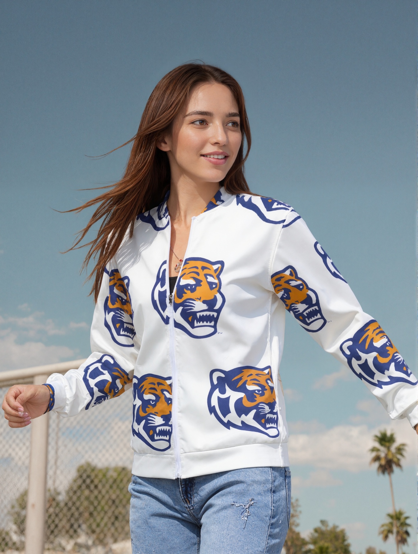 Funny Vintage Memphis Tigers Women boyfriend Zip Up Bomber Jacket Long Sleeve Open Front Cardigan Tops