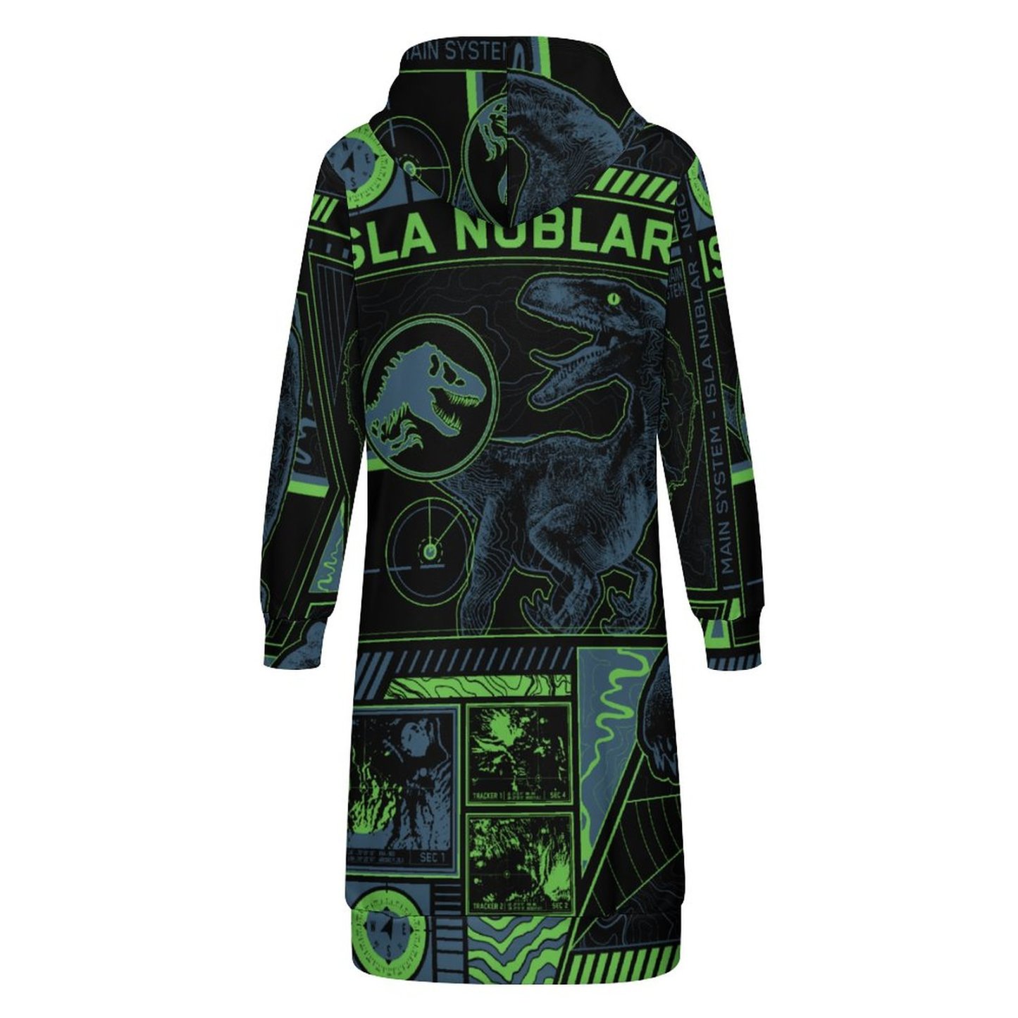 Jurassic World Black Tracker Zip Up Long Hoodie Jacket Coat Women Tunic Sweatshirt Plus Size Open Front Cardigan Outfits