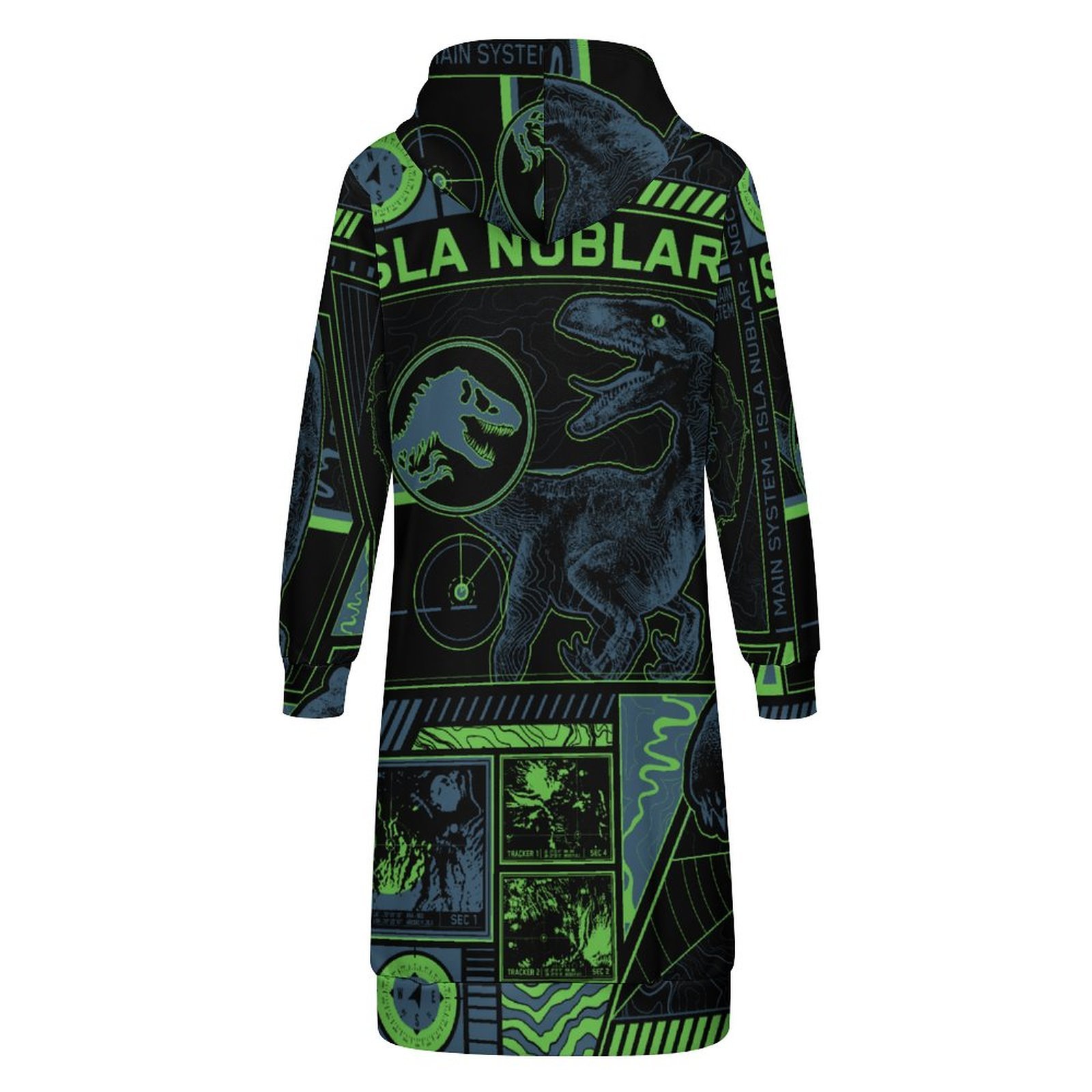 Jurassic World Black Tracker Zip Up Long Hoodie Jacket Coat Women Tunic Sweatshirt Plus Size Open Front Cardigan Outfits