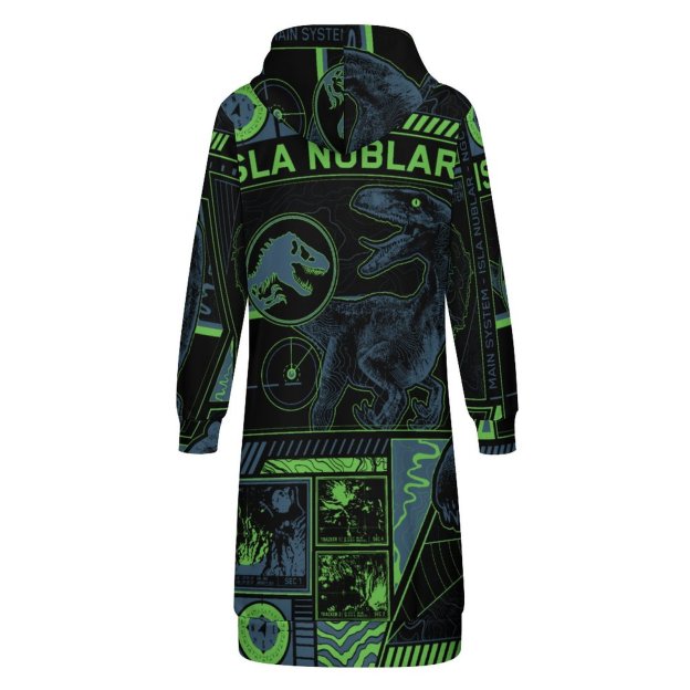 Jurassic World Black Tracker Zip Up Long Hoodie Jacket Coat Women Tunic Sweatshirt Plus Size Open Front Cardigan Outfits