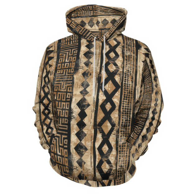 Personalized Kenyan Mud Cloth Unisex Hoodies- Custom Photo All Printed Hoodies