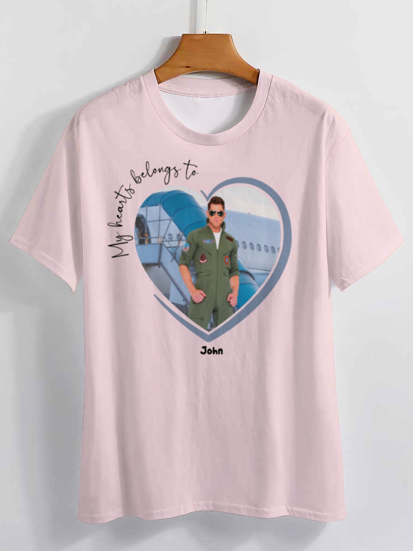 [Copy]Personalized Photo Upload My Hearts Belongs to Pilot Flight Sweatshirt Custom Friend Family Birthday Gift Pullover