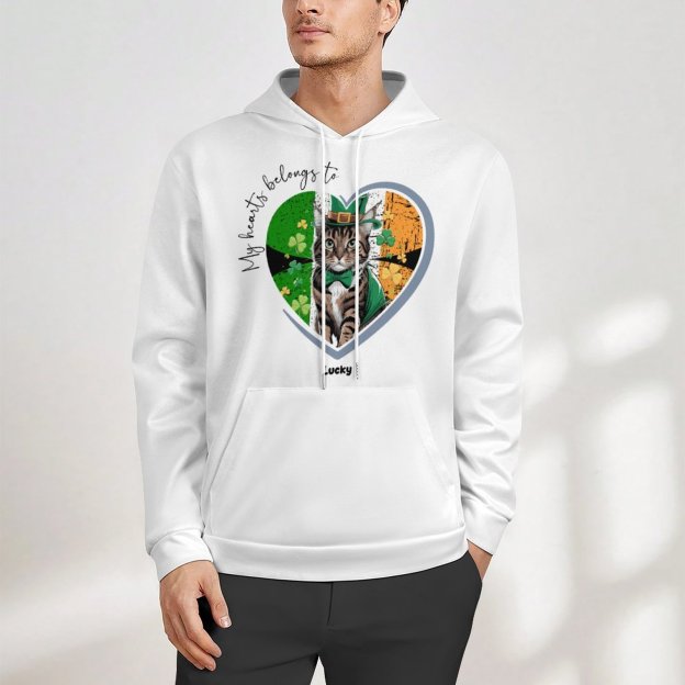 Personalized Photo Upload My Hearts Belongs to Dog Cat Lover Hoodies Custom Friend Family Birthday Gift Pullover
