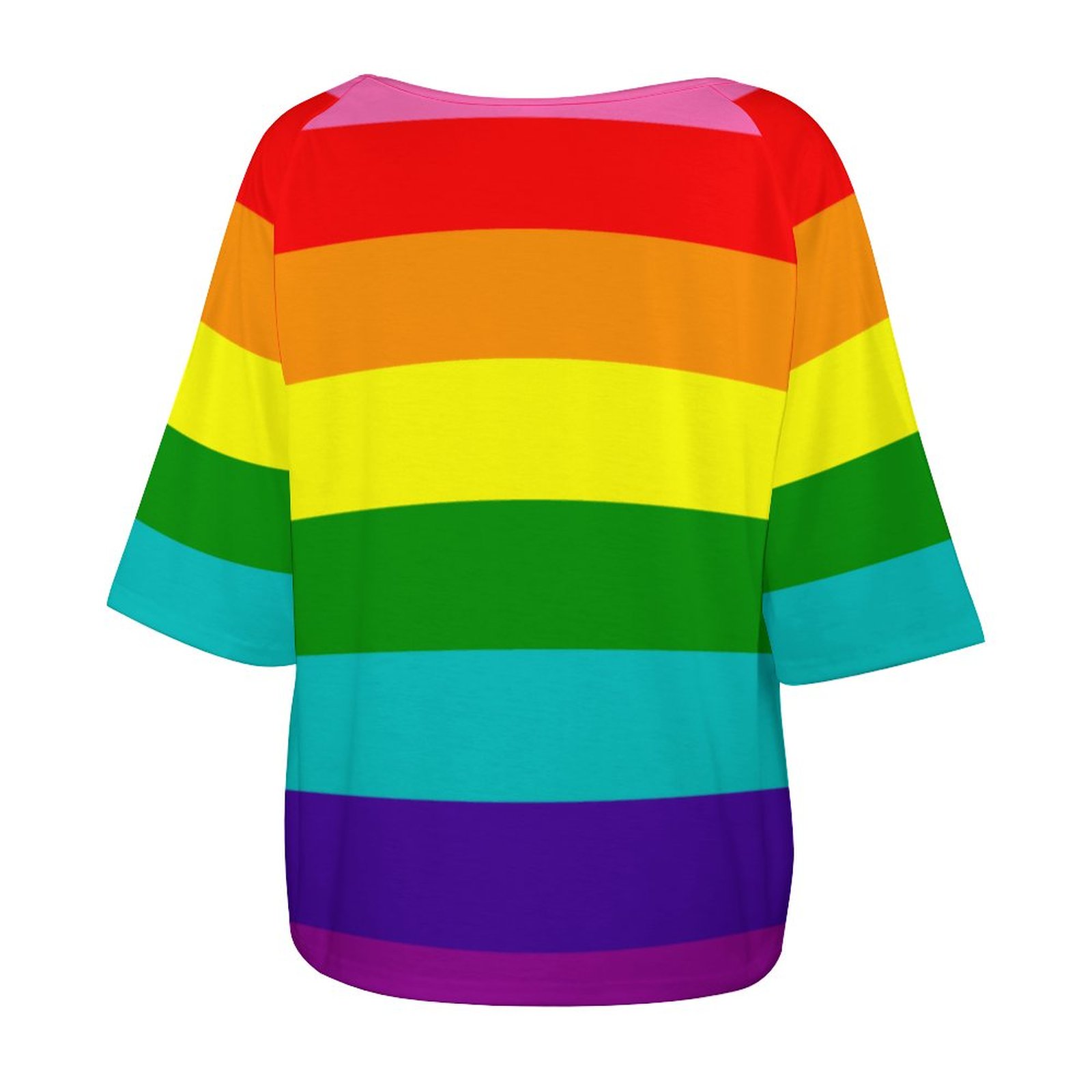 Summer Lgbt Rainbow Flag Original 8 Stripes 3/4 Bell Sleeve T-Shirt Elbow Length Basic Tunics Tops for Women-Charlylifestyle
