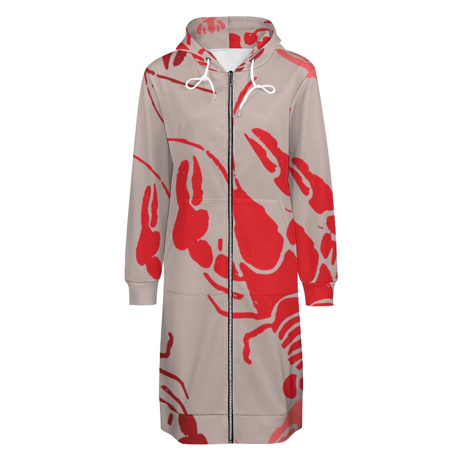 Lobster Bake Or Crawfish Boil Retro Zip Up Long Hoodie Jacket Women Tunic Sweatshirt Plus Size Open Front Cardigan Outfits