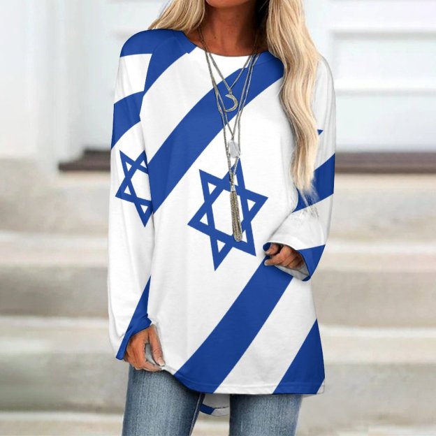 Personalized Israelian Flag Of Israel Raglan Sleeve T-Shirt Women Custom Photo Pullover Sweatshirts Plus Size Tops
